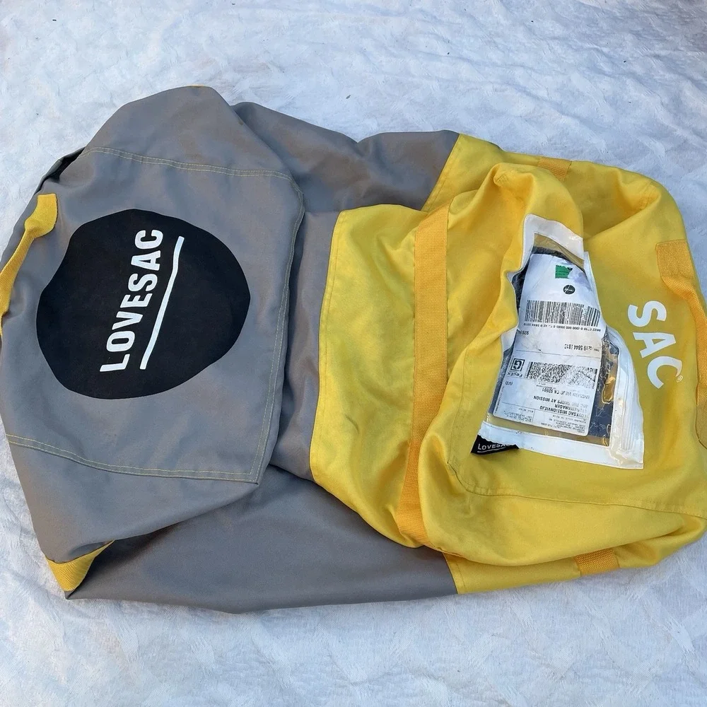 Lovesac Original Oversized Reusable Empty Heavy Yellow Canvas Fabric Storage Bag